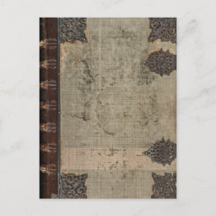 Antiek  boekomslag met metalen scharnieren briefkaart