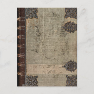 Antiek boekomslag met metalen scharnieren briefkaart