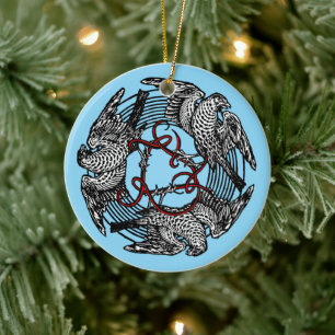 Antiek Boekplaat Drie Hawks William de Morgan Keramisch Ornament