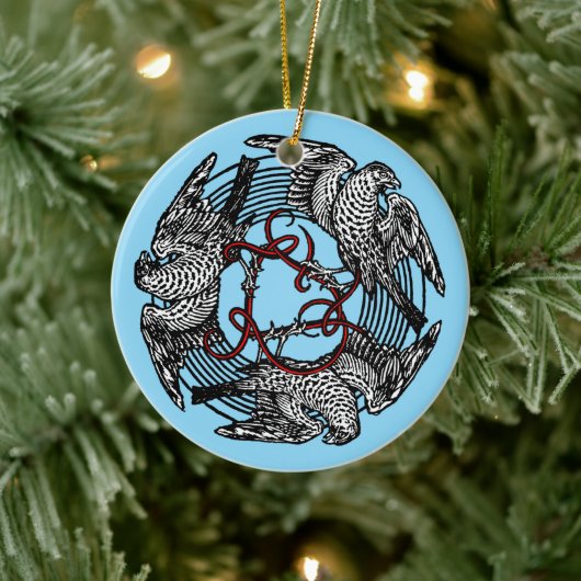 Antiek Boekplaat Drie Hawks William de Morgan Keramisch Ornament (Boom)