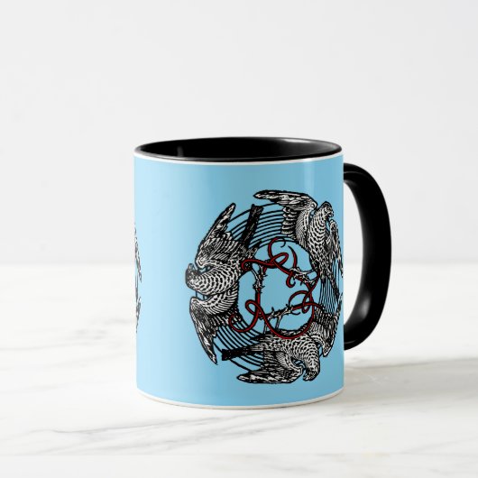 Antiek Boekplaat Drie Hawks William de Morgan Mok (Voorkant rechts)