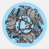 Antiek Boekplaat Drie Hawks William de Morgan Ronde Sticker (Voorkant)