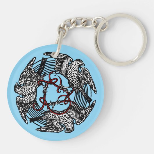 Antiek Boekplaat Drie Hawks William de Morgan Sleutelhanger (Achterkant)