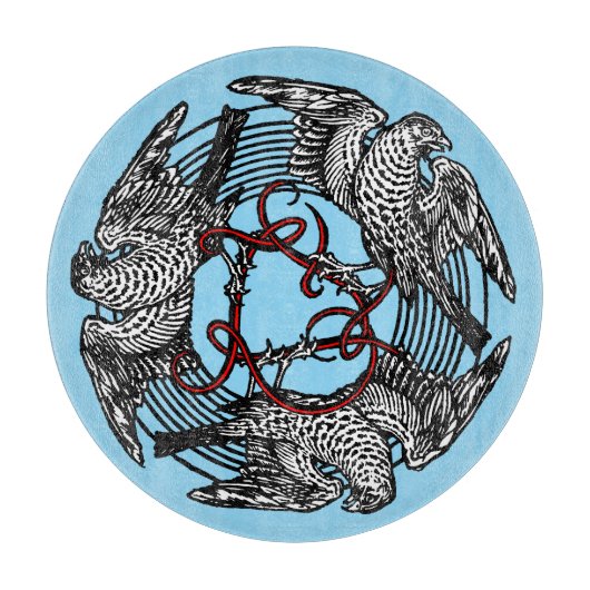 Antiek Boekplaat Drie Hawks William de Morgan Snijplank (Voorkant)