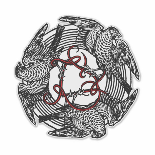 Antiek Boekplaat Drie Hawks William de Morgan Sticker (Voorkant)