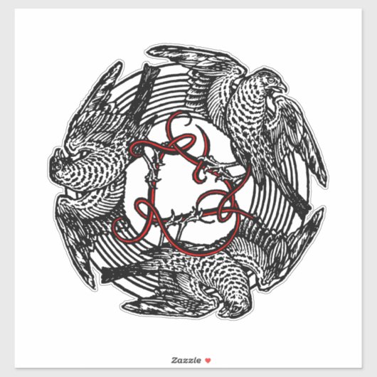 Antiek Boekplaat Drie Hawks William de Morgan Sticker (Vel)