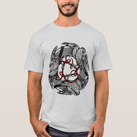 Antiek Boekplaat Drie Hawks William de Morgan T-shirt (Voorkant)