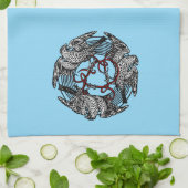 Antiek Boekplaat Drie Hawks William de Morgan Theedoek (Gevouwen)