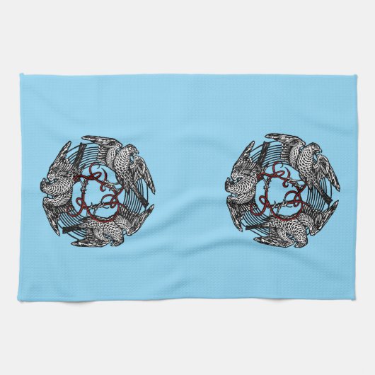 Antiek Boekplaat Drie Hawks William de Morgan Theedoek (Horizontaal)