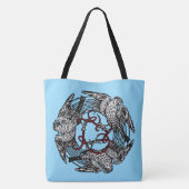 Antiek Boekplaat Drie Hawks William de Morgan Tote Bag (Achterkant)