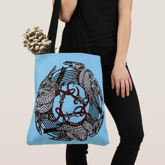 Antiek Boekplaat Drie Hawks William de Morgan Tote Bag (Dichtbij)