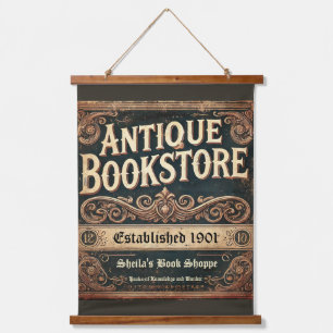 Antiek boekwinkel Vintage-stijl houten bovenwerk Hangend Wandkleed