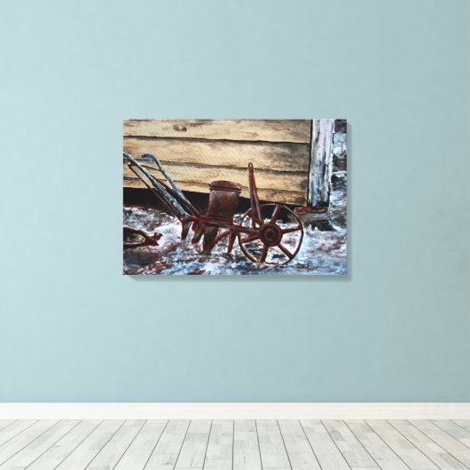antiek boerderij gereedschap oude  olieverfschilde canvas afdruk (Insitu (Houten vloer))