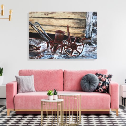 antiek boerderij gereedschap oude  olieverfschilde canvas afdruk (Insitu (Woonkamer))
