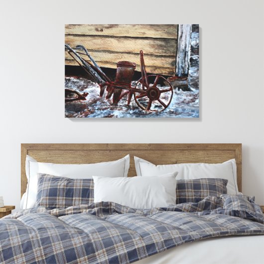 antiek boerderij gereedschap oude  olieverfschilde canvas afdruk (Insitu (Slaapkamer))