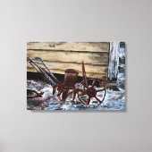 antiek boerderij gereedschap oude  olieverfschilde canvas afdruk (Voorkant)