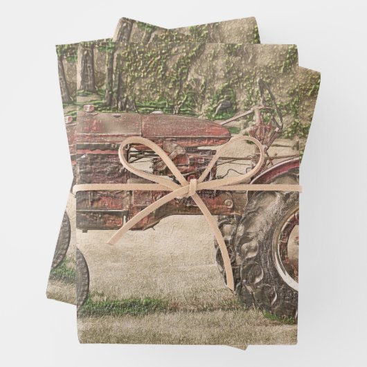Antiek Boerderij tractor uit het oude, rustige la Inpakpapier Vel (In situ)