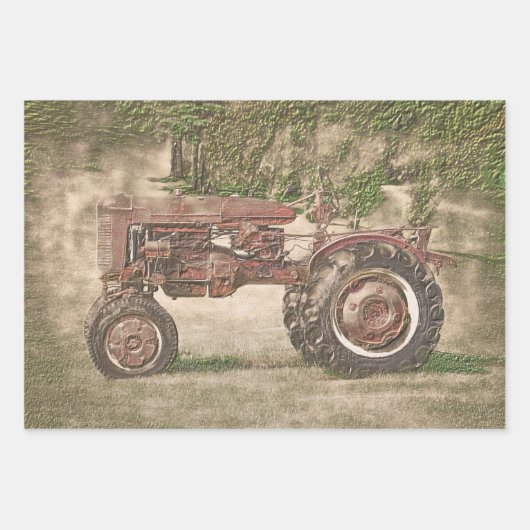 Antiek Boerderij tractor uit het oude, rustige la Inpakpapier Vel (Voorkant)