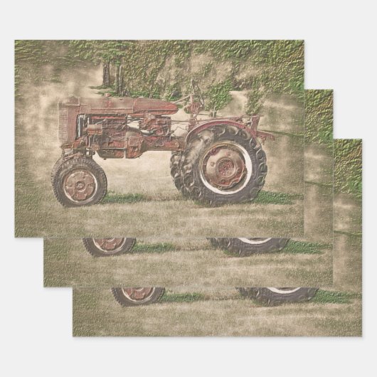 Antiek Boerderij tractor uit het oude, rustige la Inpakpapier Vel (Set)