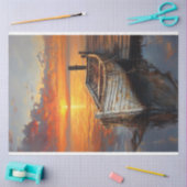 Antiek boot Vist netten bij de Dock Decoupage Tissuepapier (Craft)