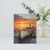 Antiek boot Vist netten bij het dok Briefkaart (Staand voorkant)