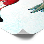 Antiek bord Amerikaanse rode flamingo Audubon Poster (Hoek)