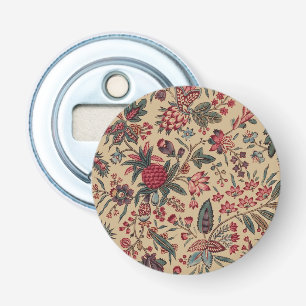 Antiek Borduurwerk Bloem Motief Meubelstof Button Flesopener