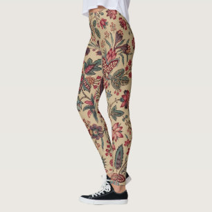 Antiek Borduurwerk Bloem Motief Stoffering Leggings