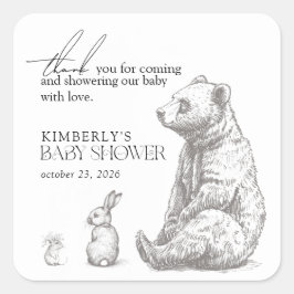 Antiek Bos Dieren Baby shower Dank u Vierkante Sticker
