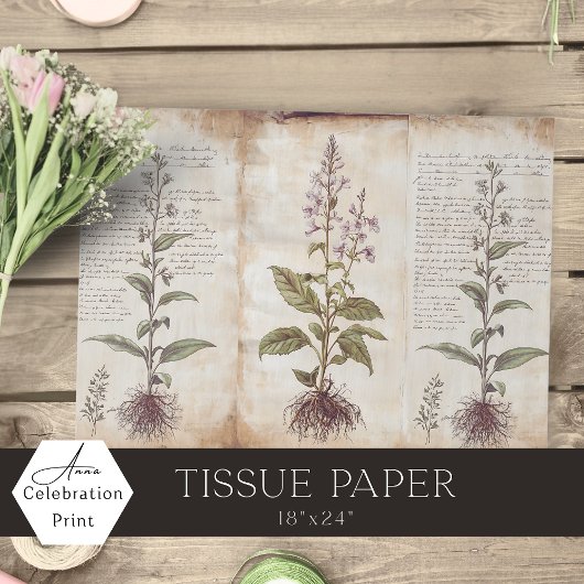 Antiek botanisch kruidendecoupage tissuepapier