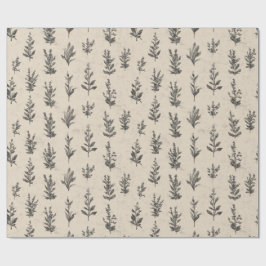 Antiek botanisch kruidenpatroon – Vintage bloemmot Cadeaupapier