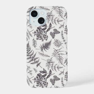 Antiek botanisch & vlinderpatroon iPhone 15 case