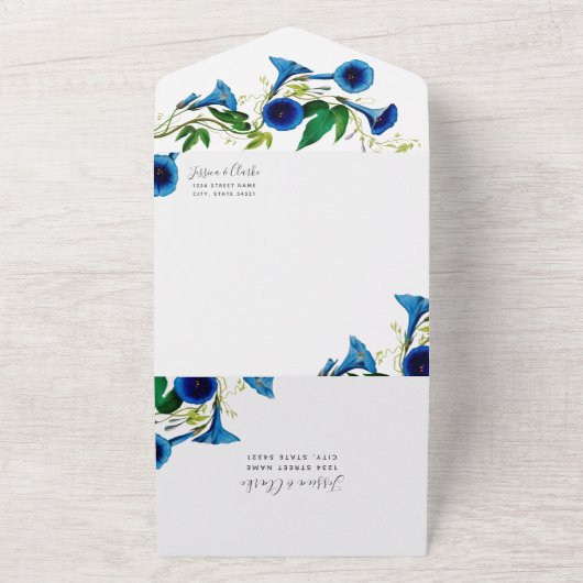 Antiek botanische flora in één bruiloft all in one uitnodiging (Buitenkant)