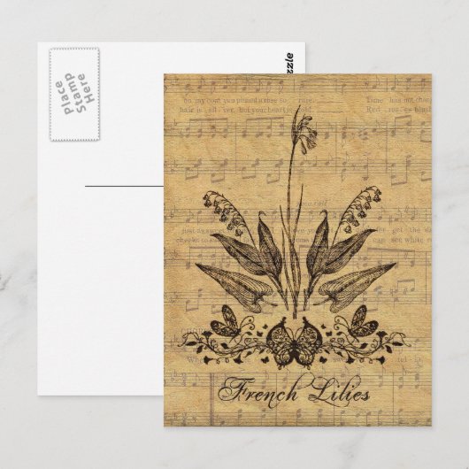 Antiek botanische Franse Lillies Briefkaart (Voorkant / Achterkant)
