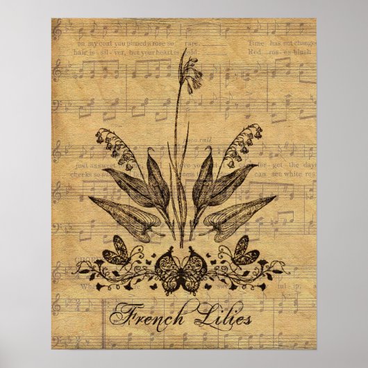 Antiek botanische Franse Lillies Poster (Voorkant)