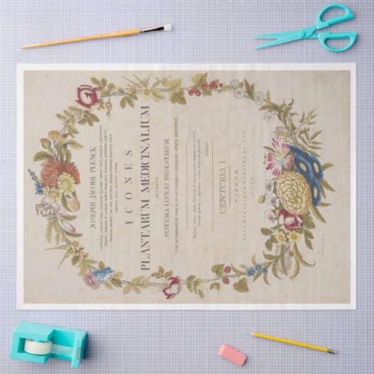 Antiek botanische schouderafscheiding tissuepapier (Craft)