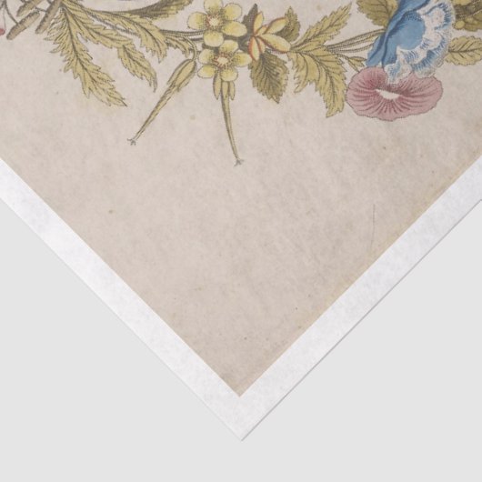 Antiek botanische schouderafscheiding tissuepapier (Detail)