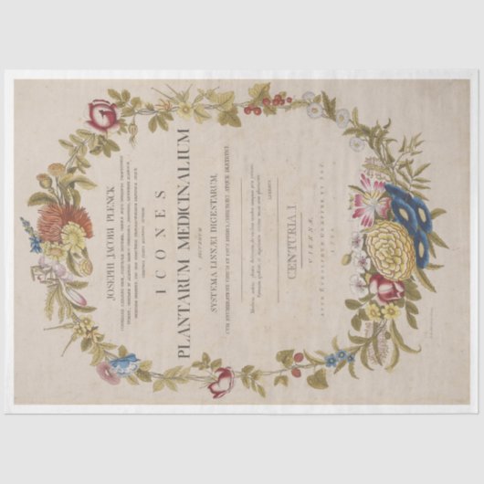 Antiek botanische schouderafscheiding tissuepapier (Voorkant)