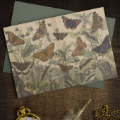 Antiek Botanische  Vlinder Decoupage Tissuepapier