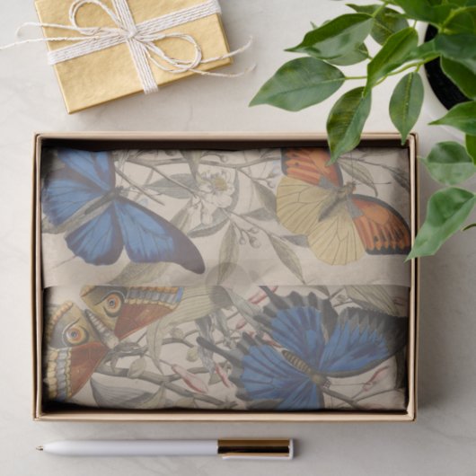 Antiek Botanische Vlindervlinder Decoupage Tissuepapier (Geschenk)