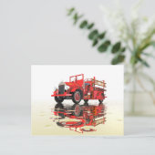 Antiek brandweermotor briefkaart (Staand voorkant)