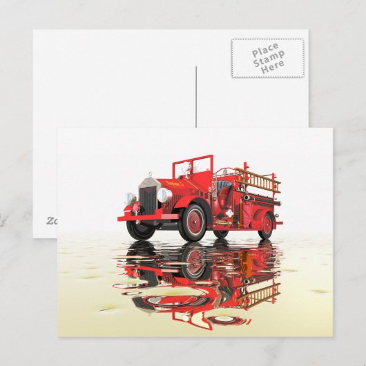 Antiek brandweermotor briefkaart (Voorkant / Achterkant)