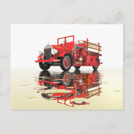 Antiek brandweermotor briefkaart