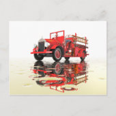 Antiek brandweermotor briefkaart (Voorkant)