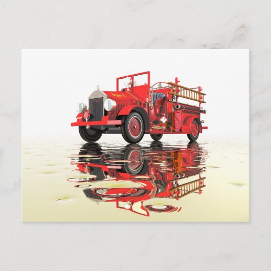 Antiek brandweermotor briefkaart (Voorkant)