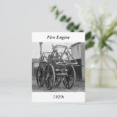 Antiek brandweermotor, jaren 20 briefkaart (Staand voorkant)