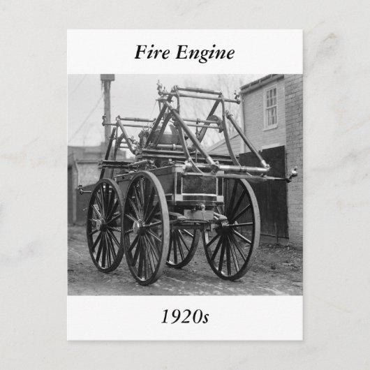 Antiek brandweermotor, jaren 20 briefkaart (Voorkant)