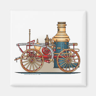 Antiek brandweerpomper Truck Square Magnet