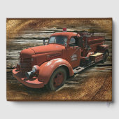 Antiek brandweerwagen  brandweerwagen gastenboek (Achterkant)