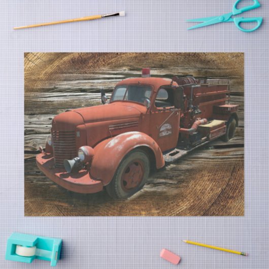 Antiek brandweerwagen  brandweerwagen tissuepapier (Craft)